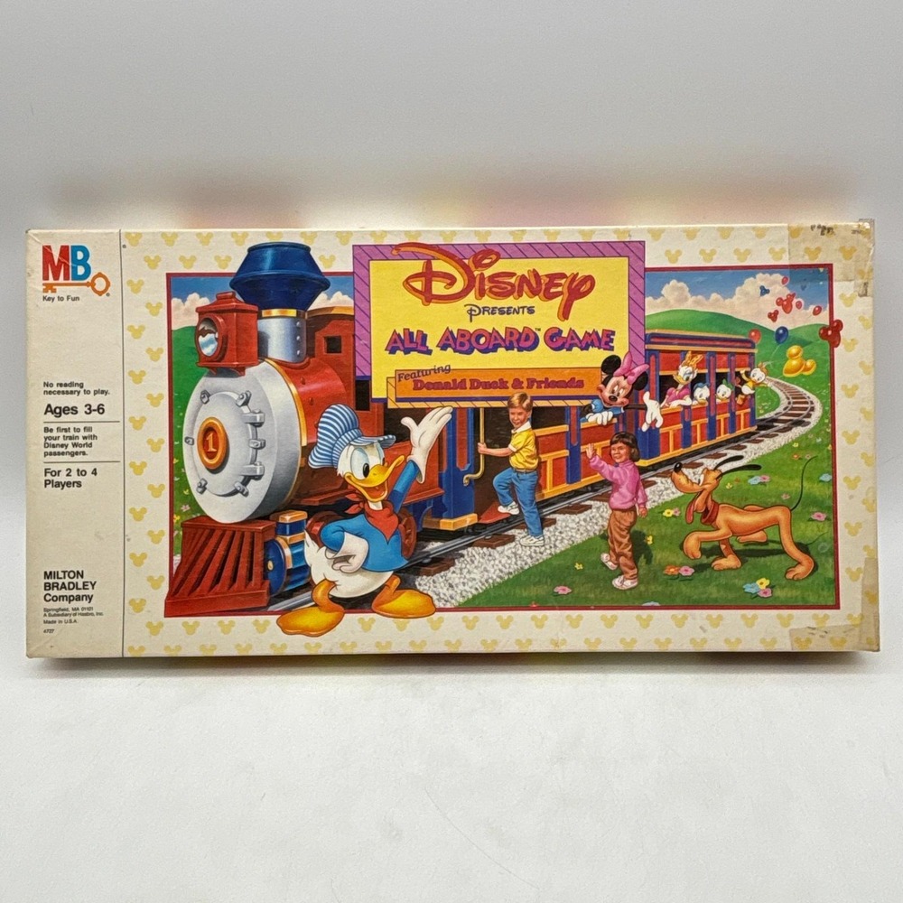 Disney All Aboard Game COMPLETE Milton Bradley 1986 Donald Duck Friends